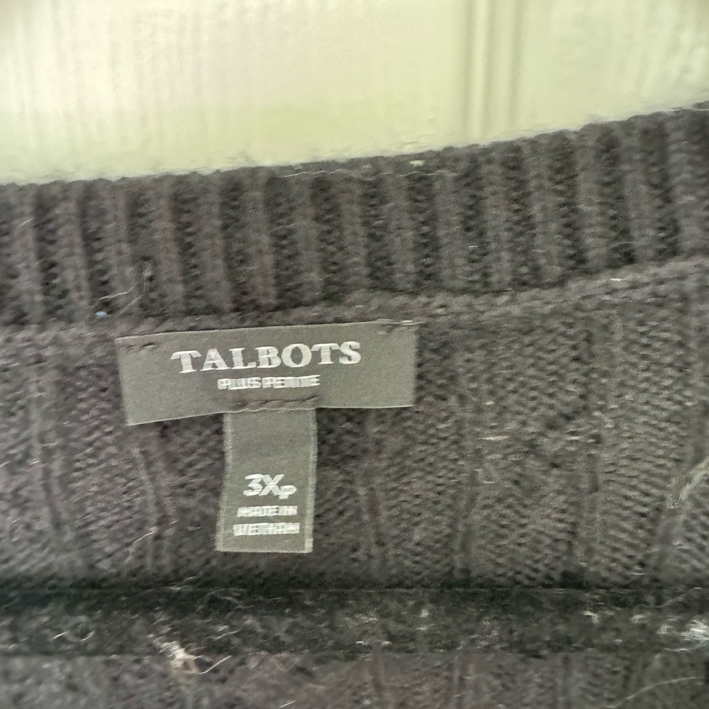 Talbots black cable sweater 3x petite 4-108 - Picture 2 of 4